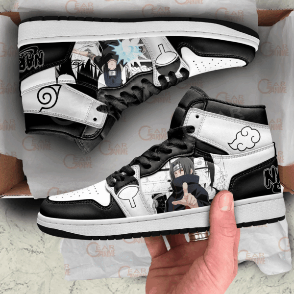 Baskets montantes Air Jordan Itachi et Sasuke Uchiha – Chaussures montantes Naruto – Image 2