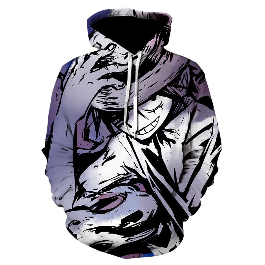 Sweat à capuche One Piece Luffy Dessin