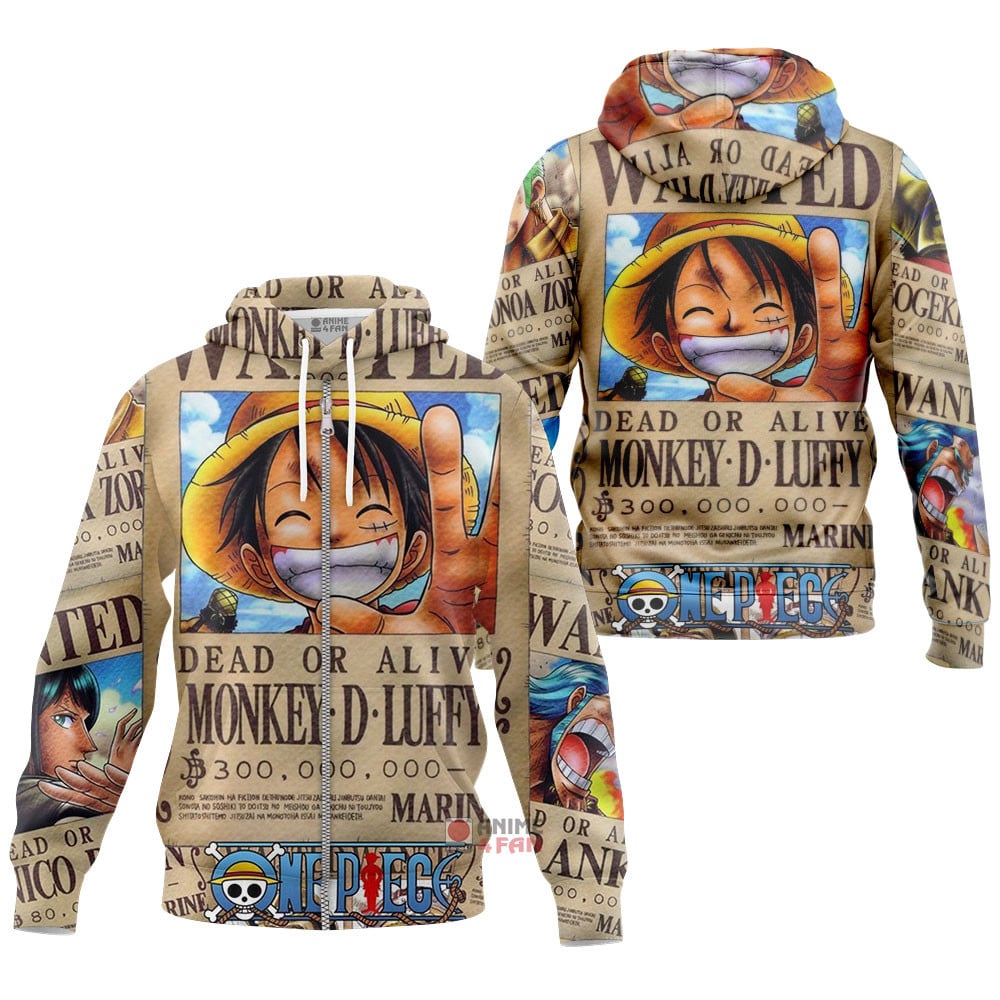 Hoodie zippé One Piece Luffy Wanted