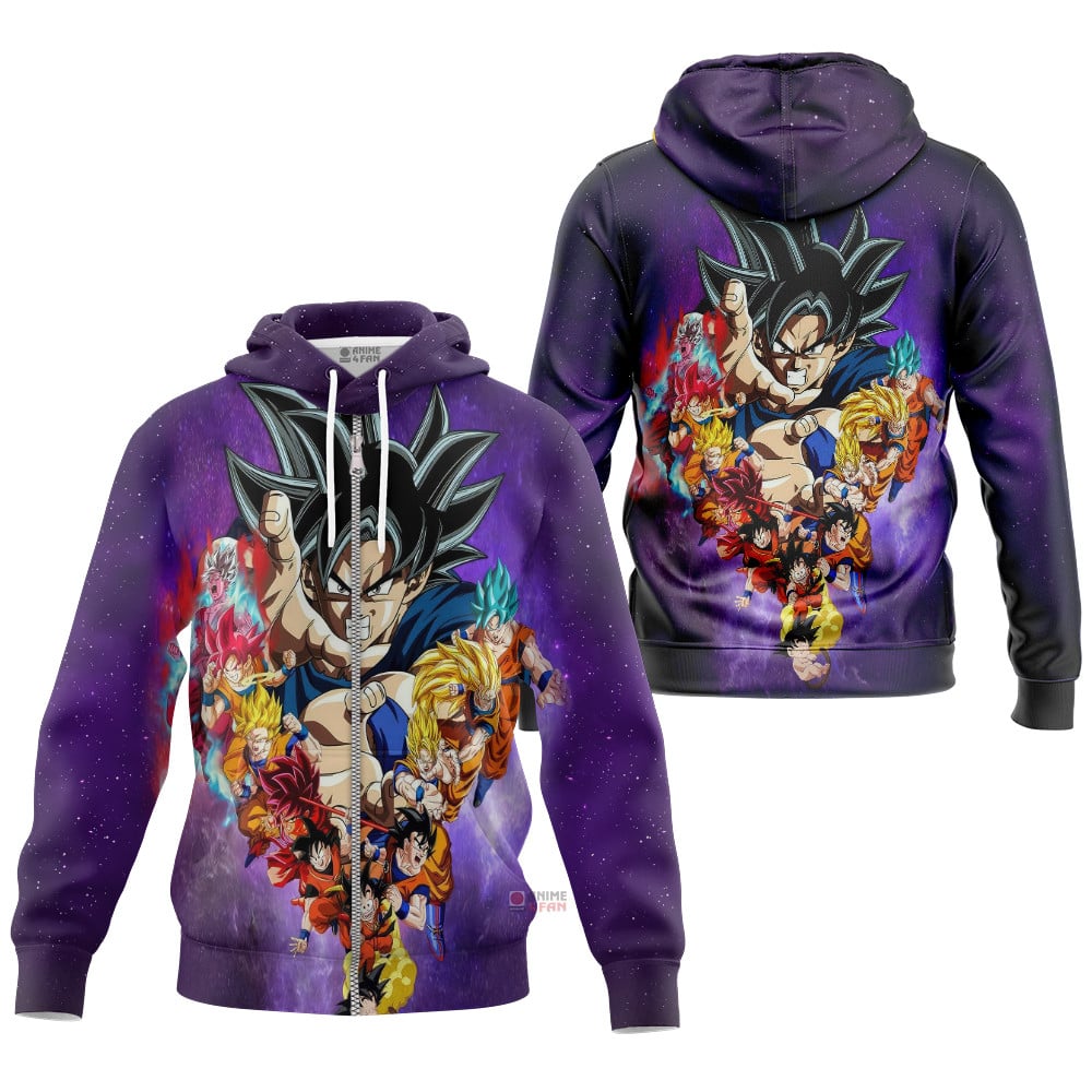 Hoodie zippé Dragon Ball Goku Toutes Formes