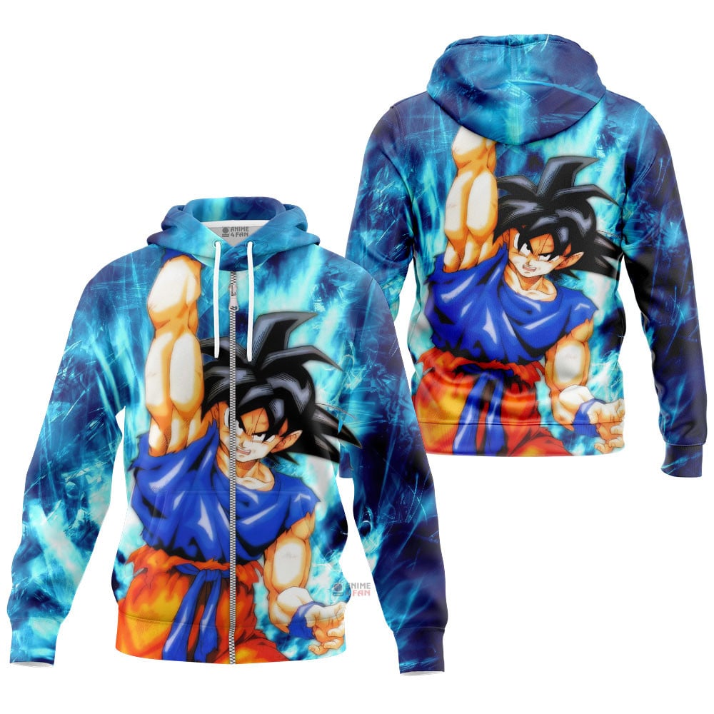 Hoodie zippé Dragon Ball Z Goku Super Saiyan Aura Bleue