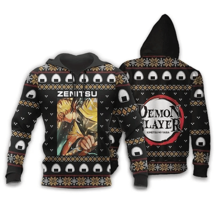 Sweat à capuche Zenitsu Agatsuma Ugly Christmas – Demon Slayer