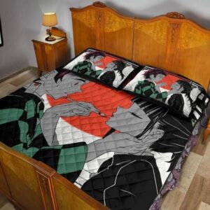Housse de couette Demon Slayer Tanjiro & Kanao – Kimetsu no Yaiba Parure de lit Ensemble de literie
