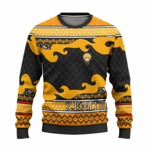 Pull de Noël moche Zenitsu Agatsuma – Ugly Christmas Sweater Demon Slayer