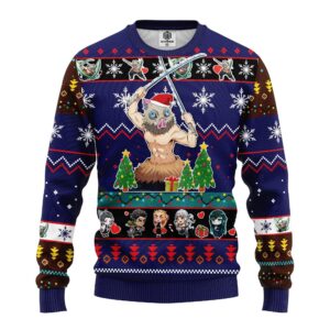 Pull de Noël moche Inosuke Hashibira – Ugly Christmas Sweater Demon Slayer