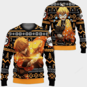 Pull de Noël moche Zenitsu Agatsuma – Ugly Christmas Sweater Demon Slayer