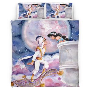 Housse De Couette Aladdin & Jasmine – Princesse Disney 02 Parure de lit Ensemble De Literie