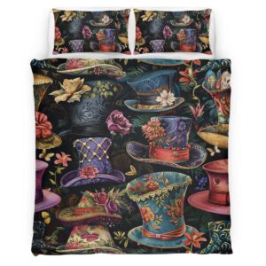 Housse De Couette Alice au pays des merveilles – Chapeaux du Chapelier fou 2 Parure de lit Ensemble De Literie