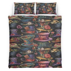 Housse De Couette Alice au pays des merveilles – Chapeaux du Chapelier fou Parure de lit Ensemble De Literie