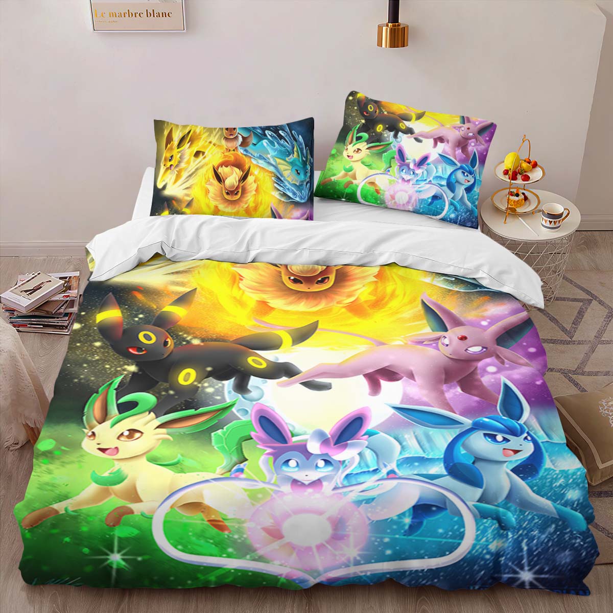 Housse De Couette Toutes les évolutions d’Évoli Pokémon 1004 Parure de lit Ensemble De Literie – Image 2