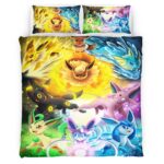 Housse De Couette Toutes les évolutions d’Évoli Pokémon 1004 Parure de lit Ensemble De Literie