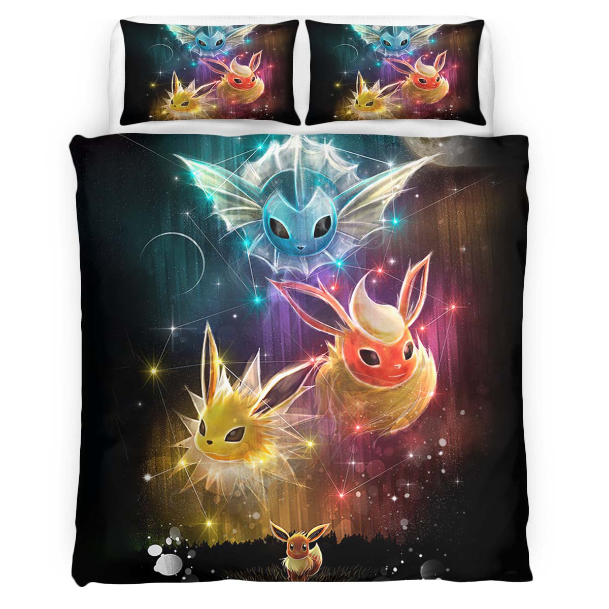 Housse De Couette Toutes les évolutions d’Évoli Pokémon 1005 Parure de lit Ensemble De Literie