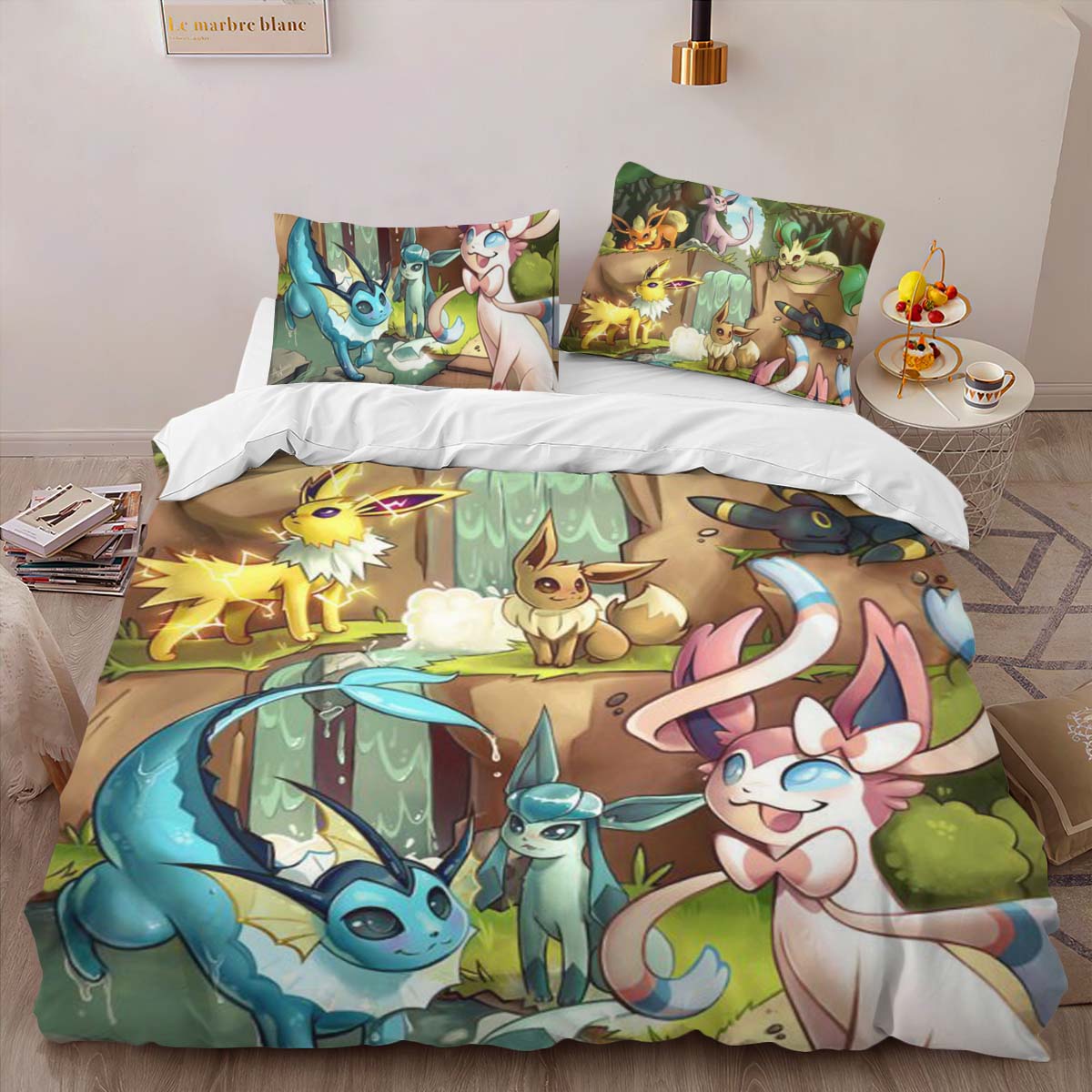 Housse De Couette Toutes les évolutions d’Évoli Pokémon 1007 Parure de lit Ensemble De Literie – Image 2