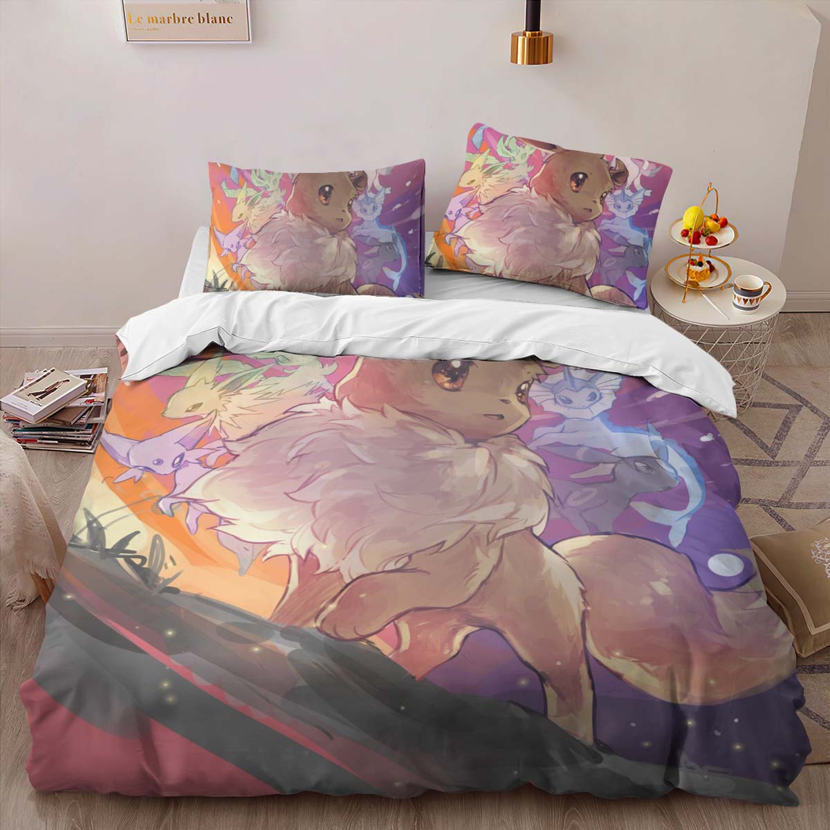 Housse De Couette Toutes les évolutions d’Évoli Pokémon 1008 Parure de lit Ensemble De Literie – Image 2