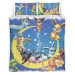 Housse De Couette Toutes les évolutions d’Évoli Pokémon sur la lune Parure de lit Ensemble De Literie
