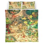 Housse De Couette Pokémon de type Plante 6 Parure de lit Ensemble De Literie