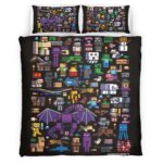 Housse De Couette Tous les personnages Minecraft Parure de lit Ensemble De Literie