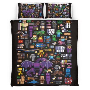 Housse De Couette Tous les personnages Minecraft Parure de lit Ensemble De Literie