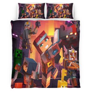 Housse De Couette Tous les personnages Minecraft dans le Nether Parure de lit Ensemble De Literie