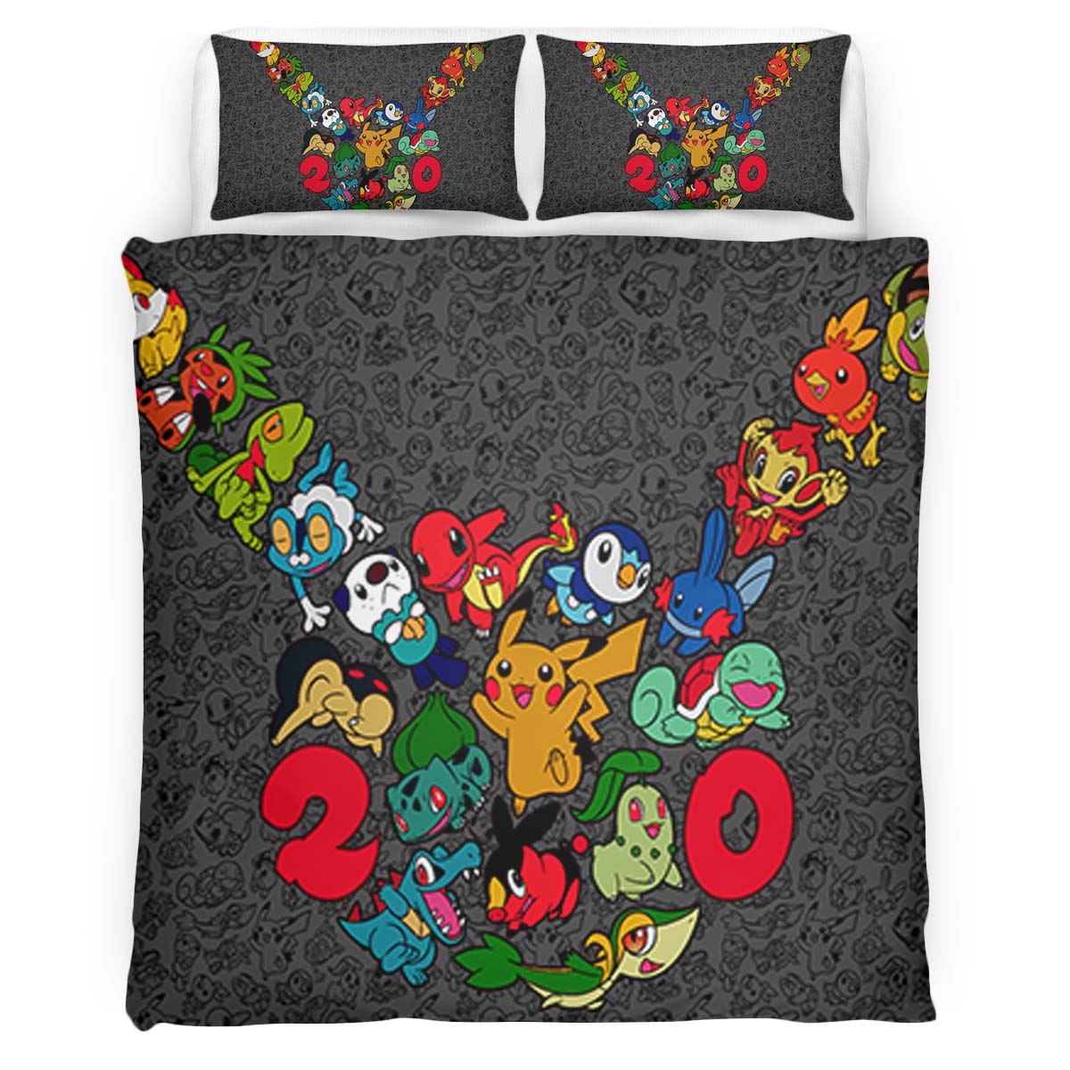 Housse De Couette Tous les Pokémon 1 Parure de lit Ensemble De Literie