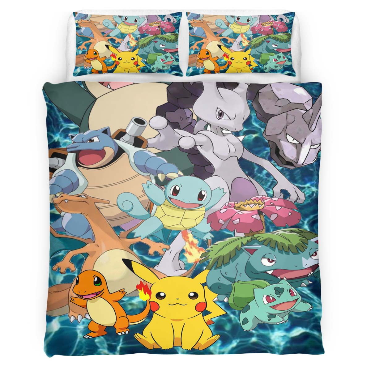 Housse De Couette Tous les Pokémon 3 Parure de lit Ensemble De Literie