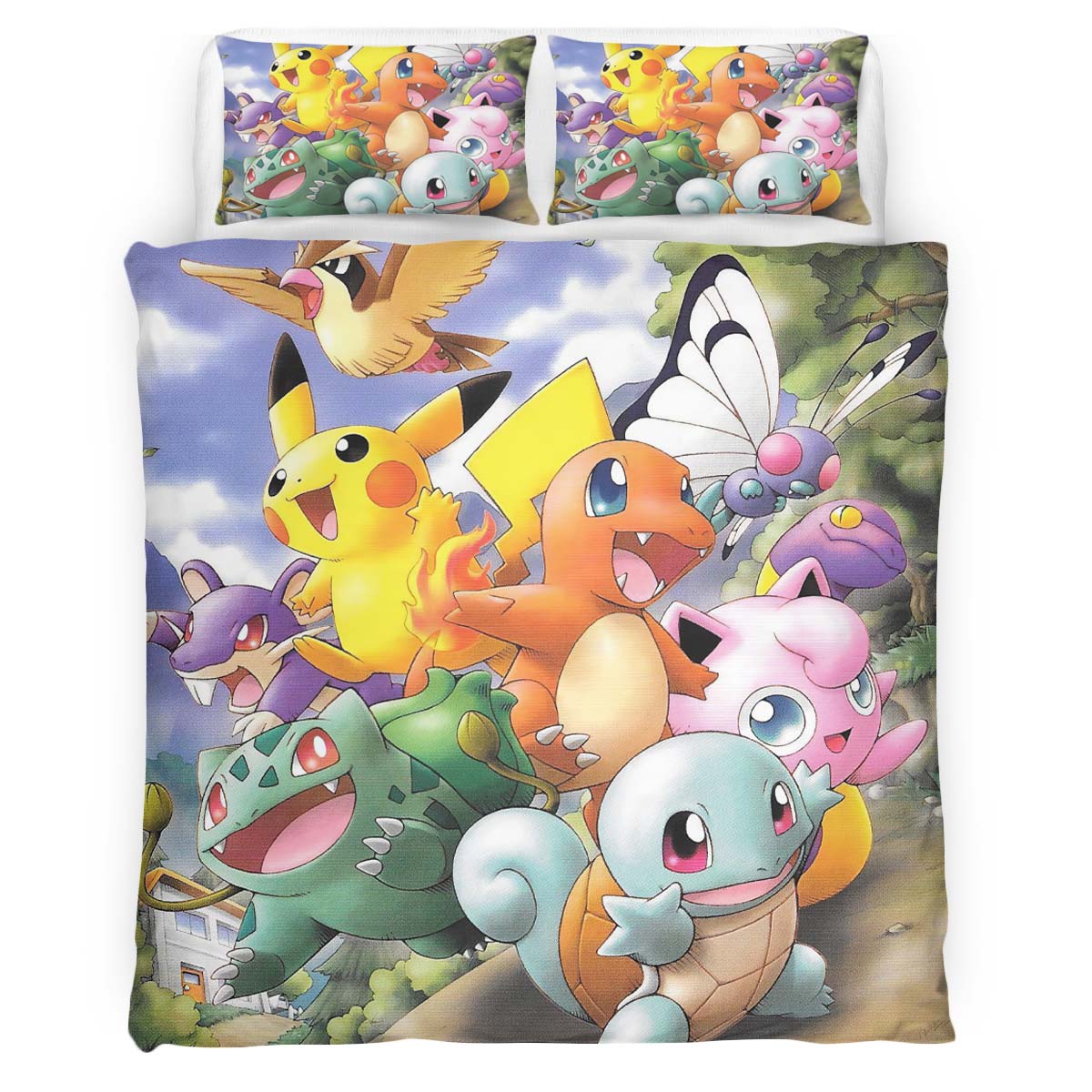 Housse De Couette Tous les Pokémon joyeux Parure de lit Ensemble De Literie