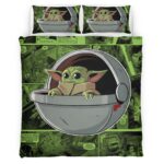 Housse De Couette Bébé Yoda Grogu The Mandalorian Parure de lit Ensemble De Literie