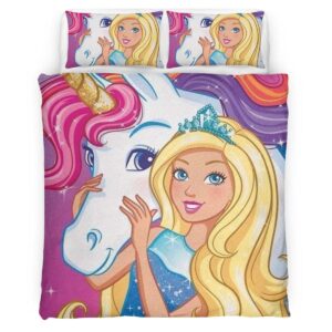 Housse De Couette Barbie & Licorne Parure de lit Ensemble De Literie