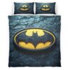 Housse De Couette Batman Logo classique jaune et noir Parure de lit Ensemble De Literie