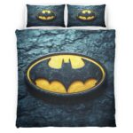 Housse De Couette Batman Logo classique jaune et noir Parure de lit Ensemble De Literie