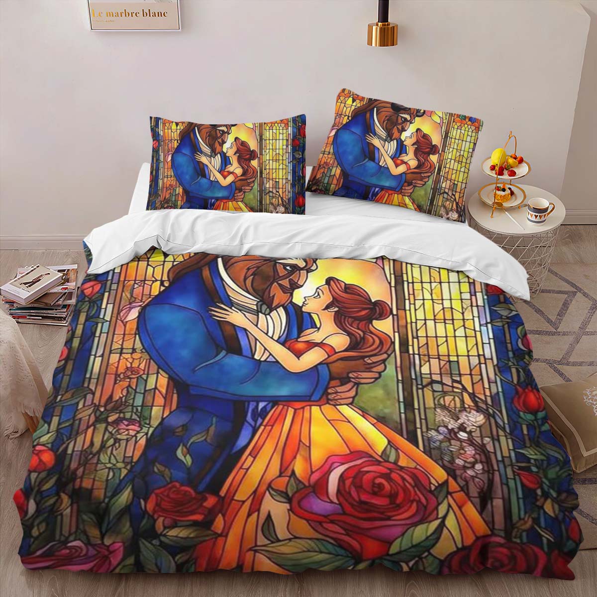 Housse De Couette Belle – La Belle et la Bête 3 Parure de lit Ensemble De Literie – Image 2