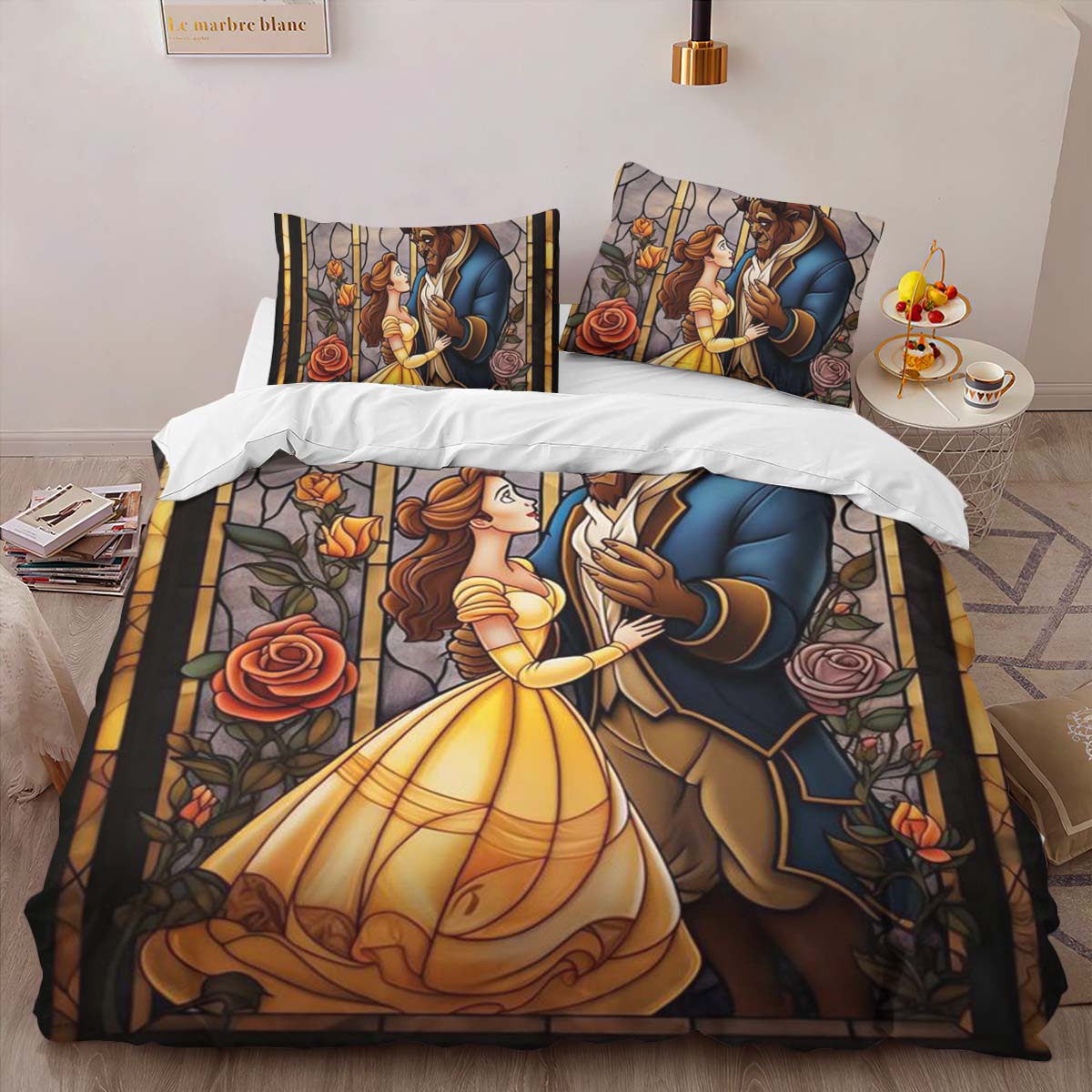 Housse De Couette Belle – La Belle et la Bête 4 Parure de lit Ensemble De Literie – Image 2