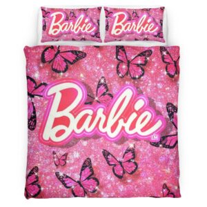 Housse De Couette Barbie – Papillons scintillants Parure de lit Ensemble De Literie