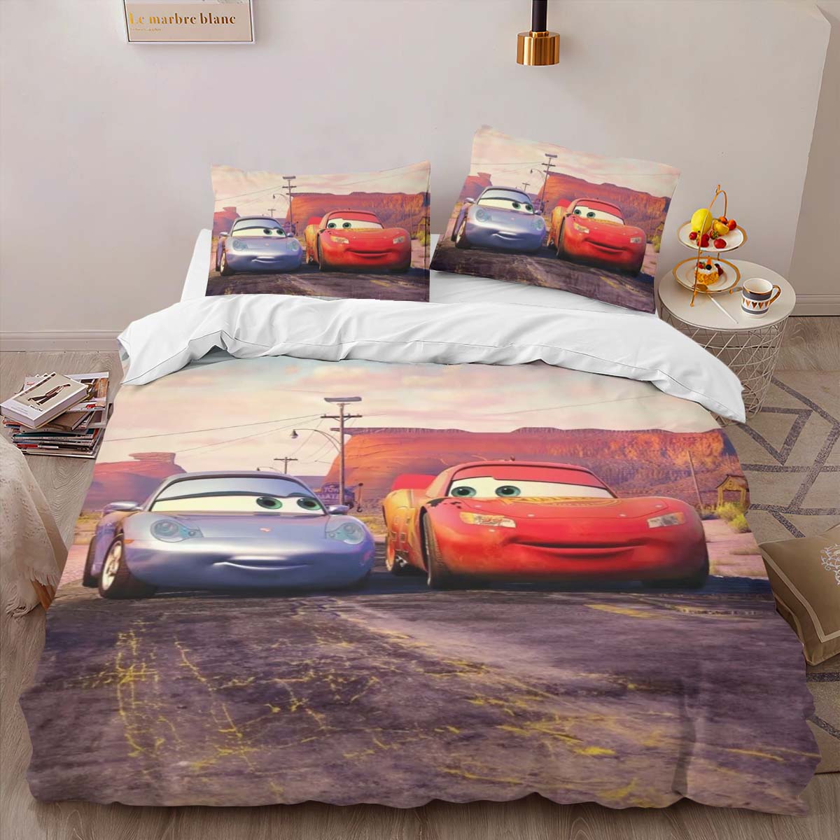 Housse De Couette Cars – Flash McQueen & Sally Carrera Parure de lit Ensemble De Literie – Image 2