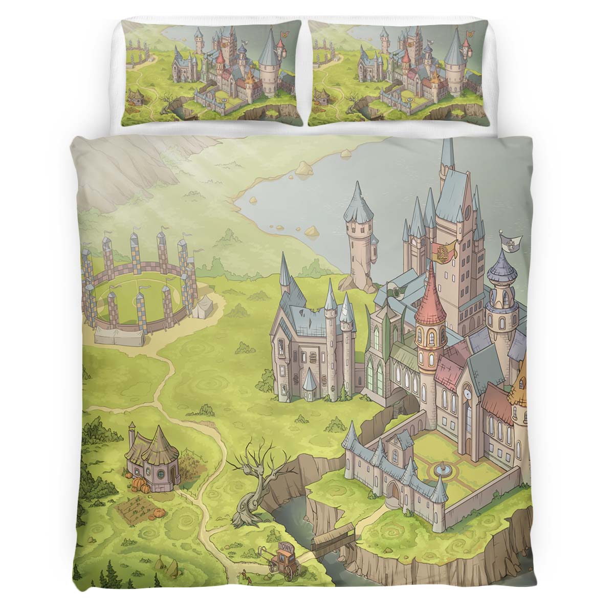 Housse De Couette Château de Poudlard Harry Potter Parure de lit Ensemble De Literie