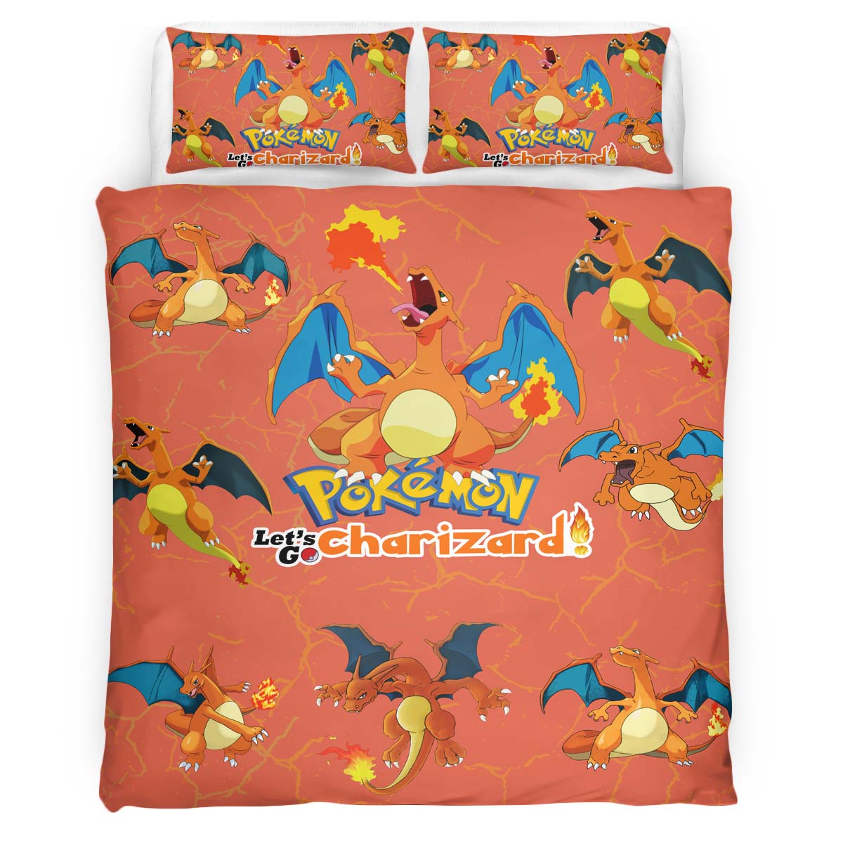 Housse De Couette Dracaufeu Pokémon Parure de lit Ensemble De Literie