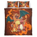 Housse De Couette Salamèche Reptincel Dracaufeu Feu Pokémon 3 Parure de lit Ensemble De Literie