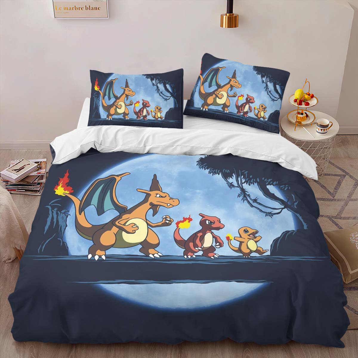 Housse De Couette Salamèche Reptincel Dracaufeu Pokémon 3 Parure de lit Ensemble De Literie – Image 2
