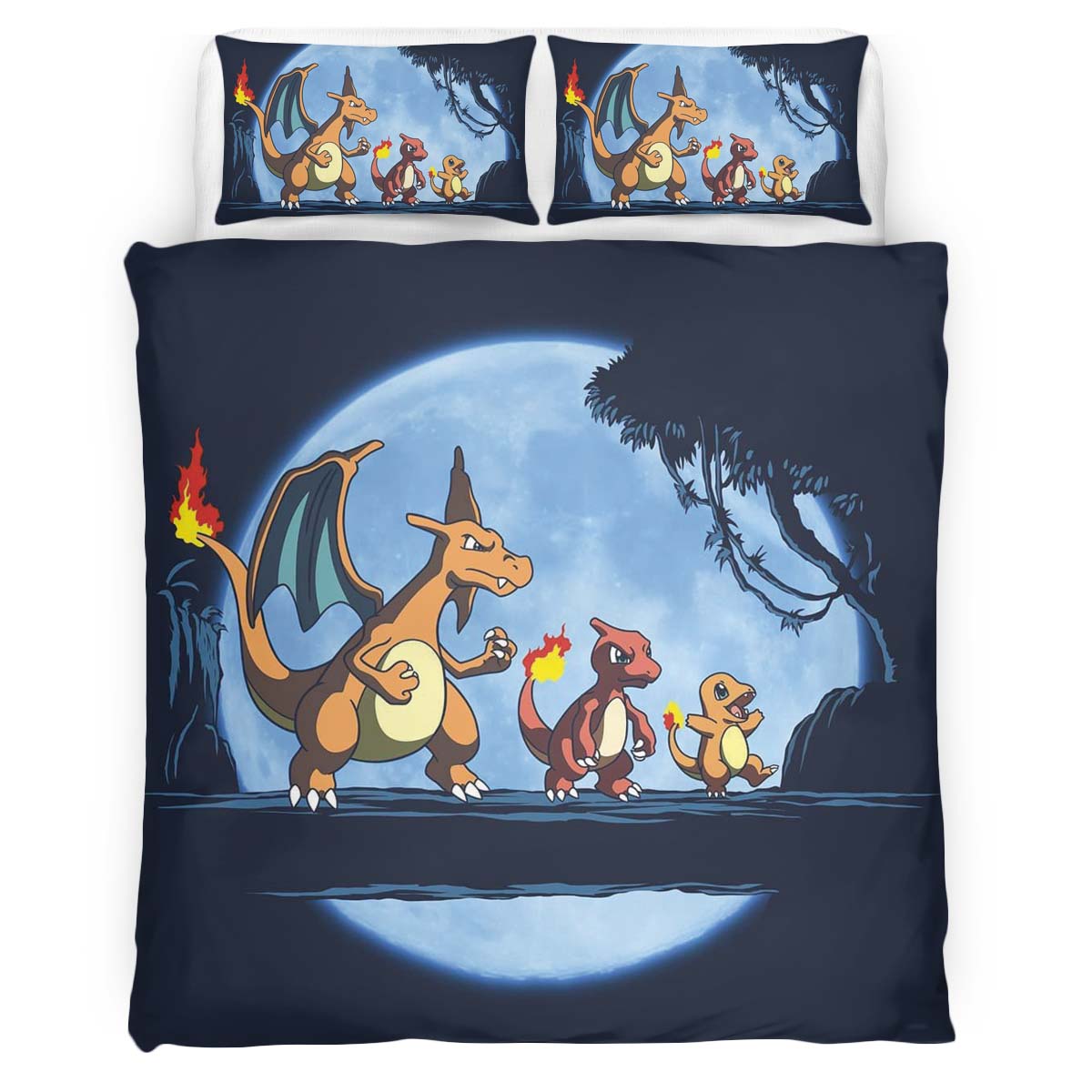 Housse De Couette Salamèche Reptincel Dracaufeu Pokémon 3 Parure de lit Ensemble De Literie