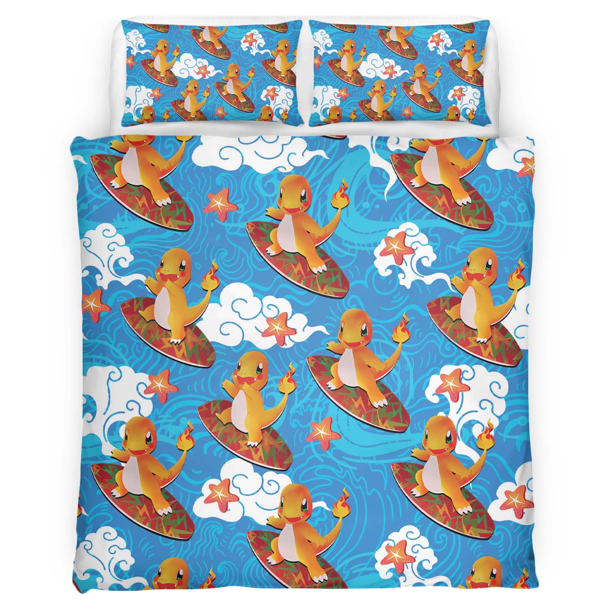 Housse De Couette Salamèche Feu Pokémon 2 Parure de lit Ensemble De Literie