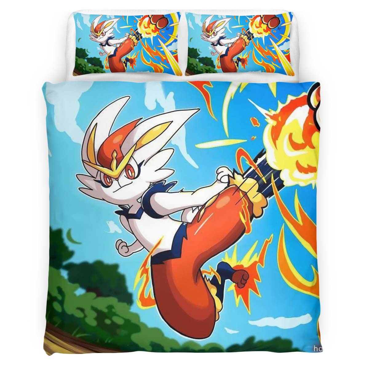Housse De Couette Pyrobut Pokémon 5 Parure de lit Ensemble De Literie