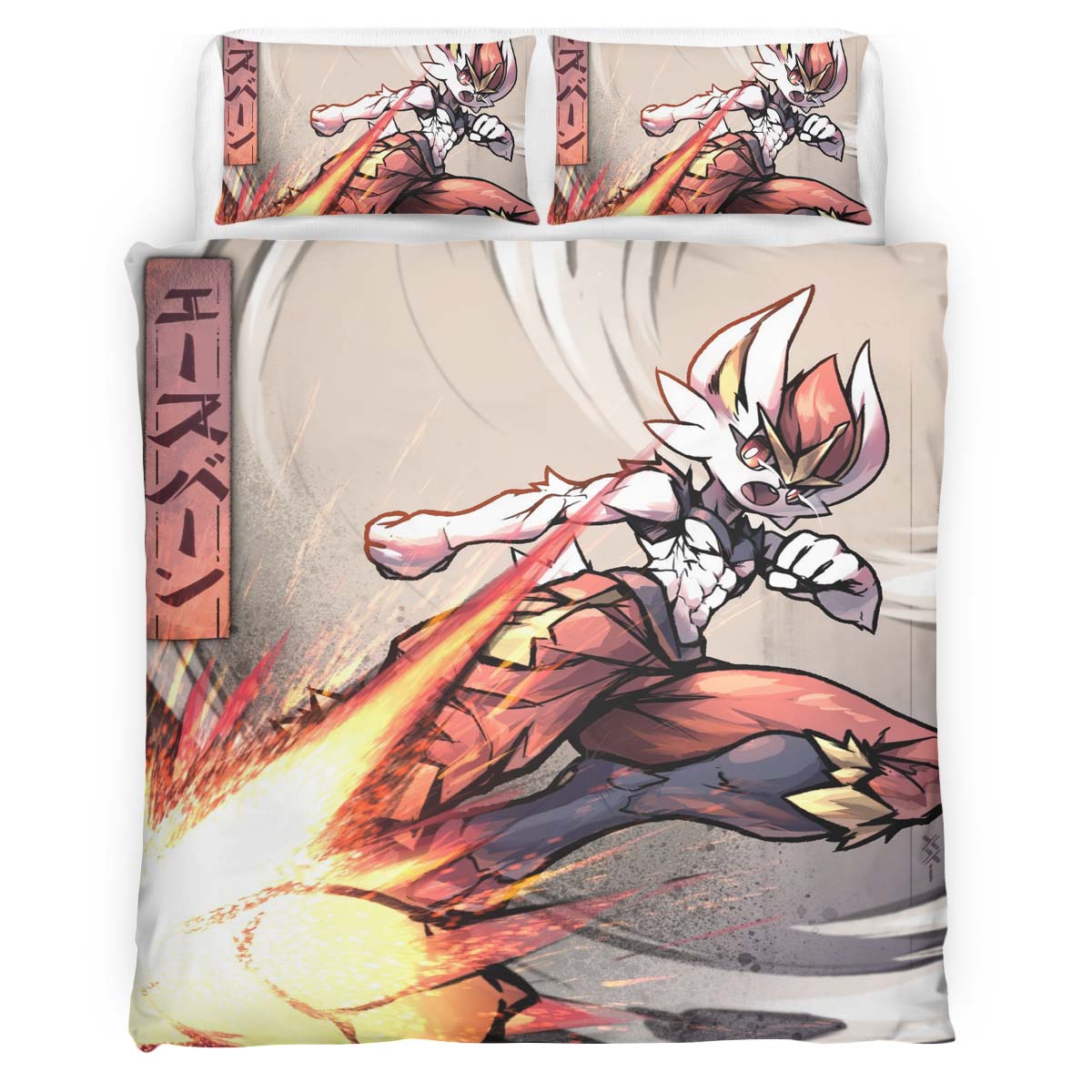 Housse De Couette Pyrobut Pokémon 7 Parure de lit Ensemble De Literie