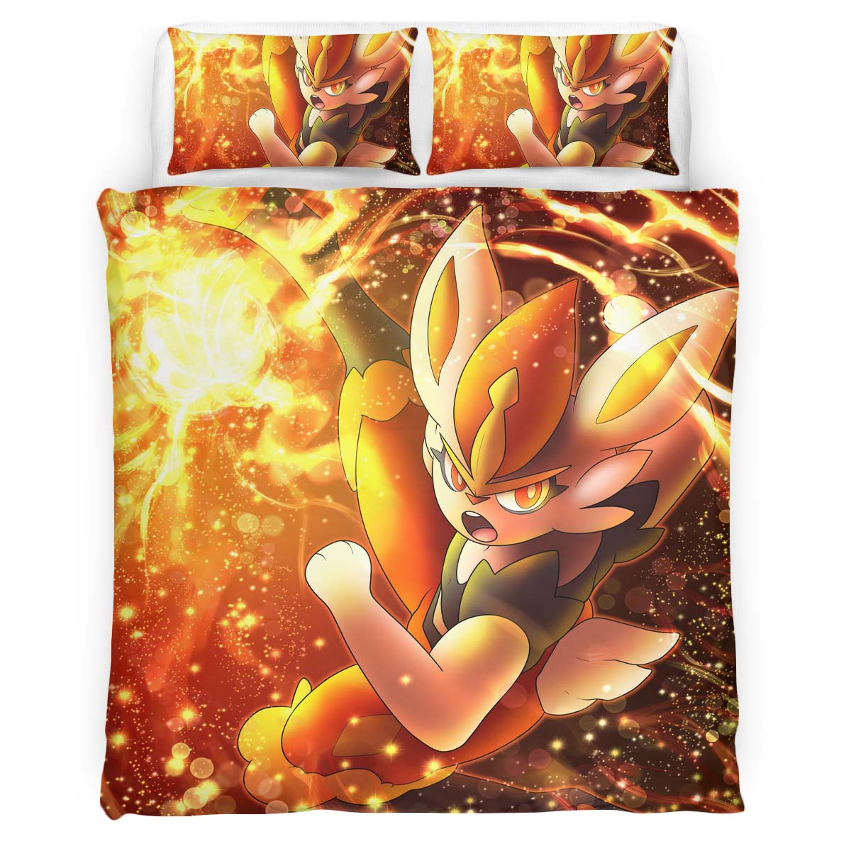 Housse De Couette Pyrobut Pokémon 9 Parure de lit Ensemble De Literie