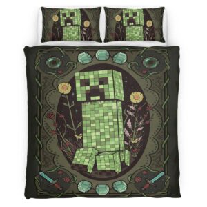 Housse De Couette Creeper Minecraft 02 Parure de lit Ensemble De Literie