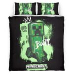 Housse De Couette Creeper Minecraft Explosion Parure de lit Ensemble De Literie