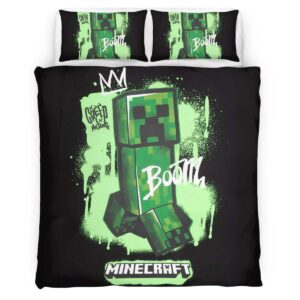 Housse De Couette Creeper Minecraft Explosion Parure de lit Ensemble De Literie