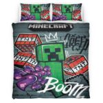 Housse De Couette Creeper Minecraft TNT Explosion Parure de lit Ensemble De Literie