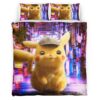 Housse De Couette Détective Pikachu Parure de lit Ensemble De Literie