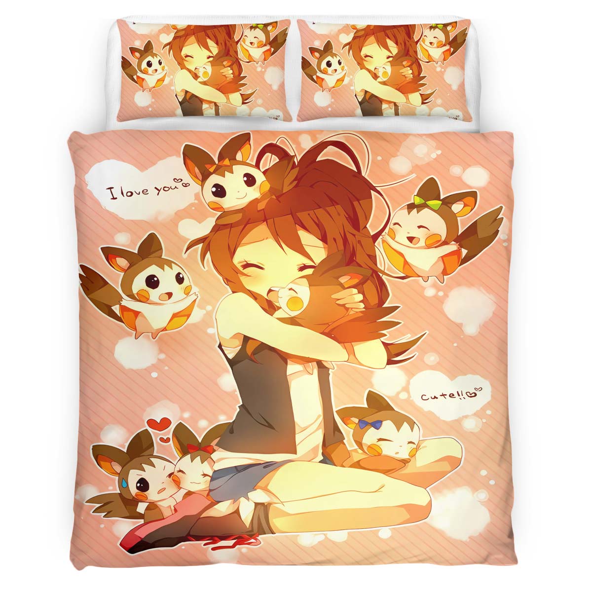 Housse De Couette Détective Pokémon Personnages du film Parure de lit Ensemble De Literie