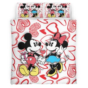 Housse De Couette Mickey Mouse & Minnie Mouse Disney 5 Parure de lit Ensemble De Literie
